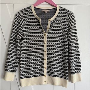 Banana Republic Navy and Cream Knit Cardigan